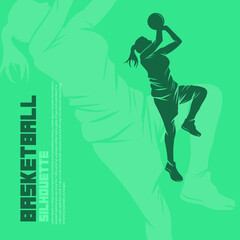 shooting pose basketball player silhouette vector illustration. Good for  sport graphic resources.