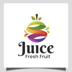 abstract juice logo with fresh fruit for diet, healthy food, vegetarian, natural nutrition logo