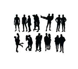 Couple Love Silhouettes, art vector design
