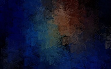 Dark Blue, Yellow vector abstract design with flowers.