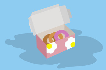 Donut box vector illustrated 