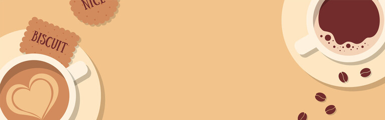 vector background with coffee and sweets for banners, cards, flyers, social media wallpapers, etc.