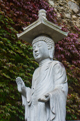 statue of buddha with ivy
