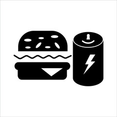 Fast-food Icon - Food & Drink Icon, Burger and drink together is the symbol of junk food, Energy drink tin can icon