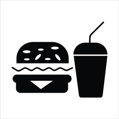 Fast-food Icon - Food & Drink Icon, Burger and drink together is the symbol of junk food, Energy drink tin can icon