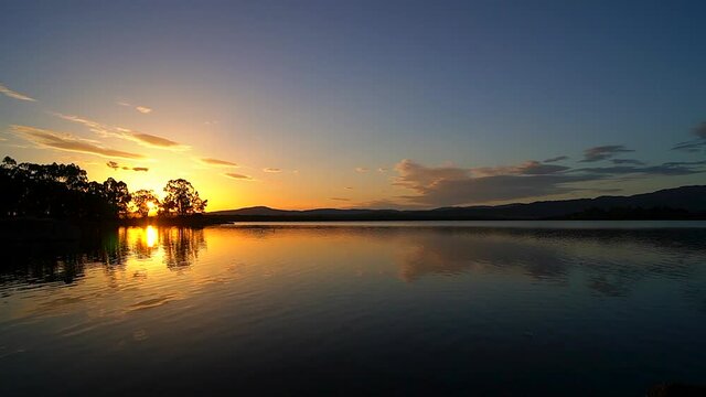 Sun Set on the lake golden hour.