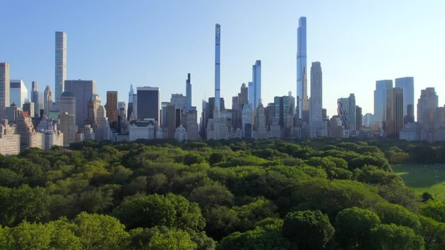 September 2021 - 4K aerial of Manhattan from Central Park, NYC, USA