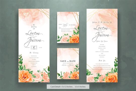 Elegant Wedding Invitation Card Bundle with Hand Drawn Watercolor Floral