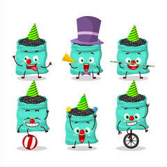 Cartoon character of black turtle beans with various circus shows