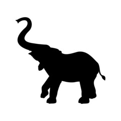 Vector Elephant Silhouette On White Background