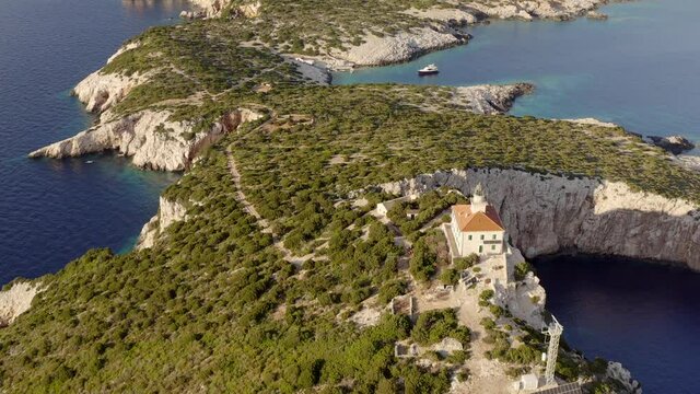 Susac Lighthouse, An Eco-friendly Holiday Apartment In Susac Island By The Adriatic Sea In Croatia. - aerial
