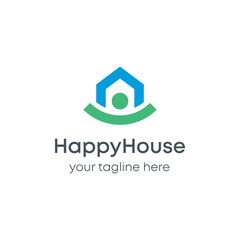 Happy Smile House Vector Abstract Illustration Logo Icon Design Template Element