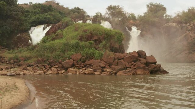 Flying over a waterfall in kwanza sul, binga, Angola on the African continent 11