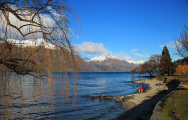 Amazing view of Lake Wakatipu in Queenstown New Zealand.