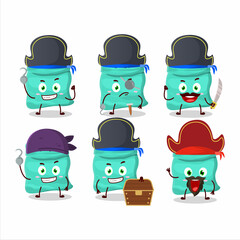 Cartoon character of black turtle beans with various pirates emoticons