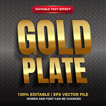 Cutout Gold Plate Glossy Editable Text Effect