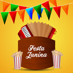 Festa junina invitation brazilian event with creative music instrument
