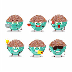 Red cargo rice cartoon character with various types of business emoticons