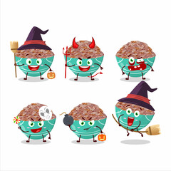 Halloween expression emoticons with cartoon character of red cargo rice