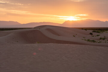 Landscape of a Sunrise at desert sand dunes