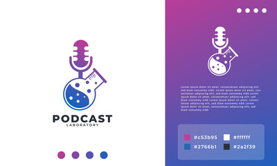 Lab Podcast Logo. Medical Laboratory Podcast Icon Vector Illustration