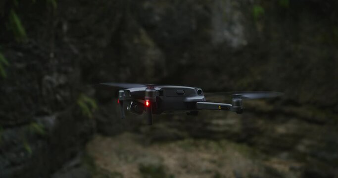 Quadcopter in flight. Modern technology for aerial photography.