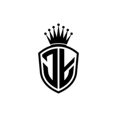 Monogram logo with shield and crown black simple JT