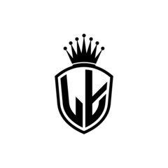 Monogram logo with shield and crown black simple LT