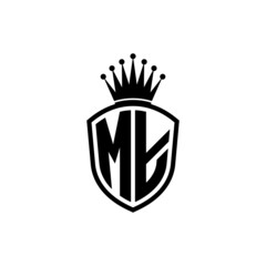 Monogram logo with shield and crown black simple MT