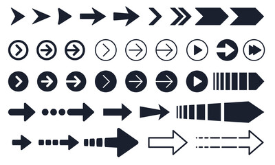 Arrow element icon set. Various arrows shape for infographic, web button, and user interface design element.