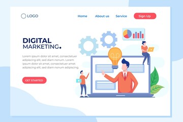 Agency and digital marketing concept. Social media for web. Can use for web banner, infographics, hero images. Flat illustration isolated on white background.