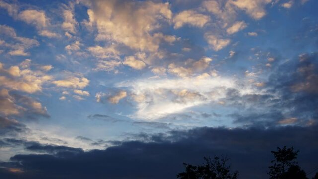 timelapse three color of beautiful cloud moving in twilight sunset.