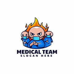 Vector Logo Illustration Medical Team Simple Mascot Style.