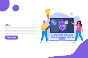 VPN, Virtual Private Network Mobile  service concept.  Protect personal data. Vector illustration