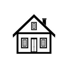The icon of a residential building with stove heating on a white background.
