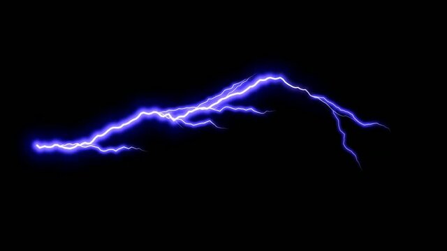 Electrical storm, blue lightning strikes on black background. The best stock of blue electric discharges, electrical storm, thunderstorm with flashing lightning thunderbolt High-quality stock 4k.