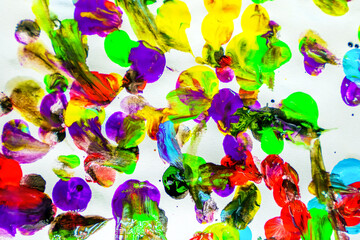 Fototapeta na wymiar Splash watercolors drops on white background. Abstract colorful for background
