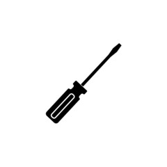 Fototapeta premium A screwdriver with a plastic handle and a flat tip in black on a white background.