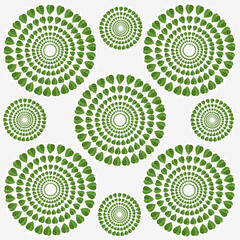 A seamless pattern with mulberry heart leaves circles  
