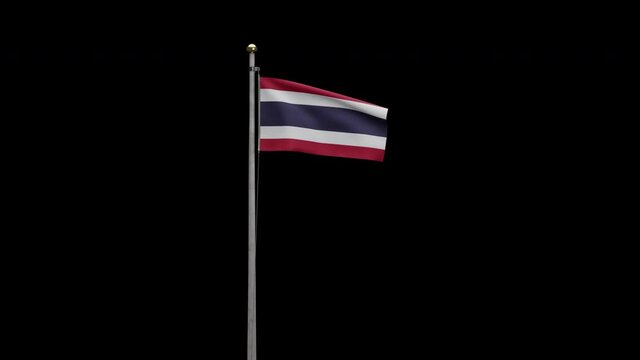 3D illustration Alpha channel of Thai flag waving in the wind. Close up of Thailand banner blowing smooth silk. Cloth fabric texture ensign background. National day and country occasions concept.-Dan