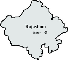 Rajasthan state map, Indian state border capital Jaipur