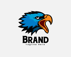 angry roaring head falcon eagle hawk mascot logo template illustration inspiration