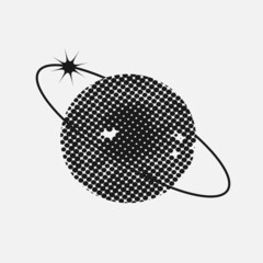 Vector Trendy cosmic Halftone Wide open eye like planet