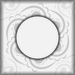 White color greeting card with black mandala ornament