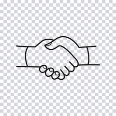 Hand drawn handshake isolated on transparent background. Vector illustration.