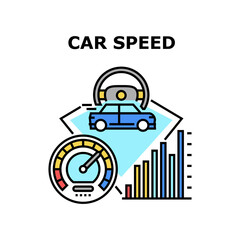Car Speed Meter Vector Icon Concept. Car Speed Meter Device For Controlling Automobile, Driver Driving Transport Fast And Engine Tuning For Improvement Acceleration Color Illustration