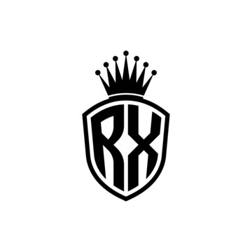 Monogram logo with shield and crown black simple RX