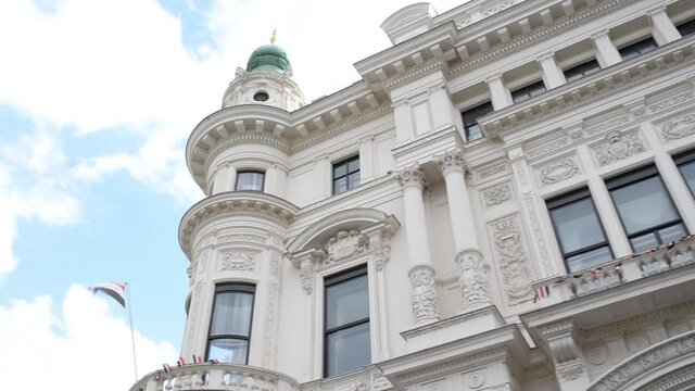 Egyptian Embassy In Vienna With Flag Blowing in the Wind
