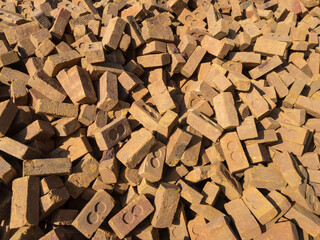 Stock of new bricks for construction