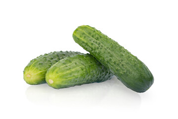 Three Green Cucumbers Vegetable Isolated